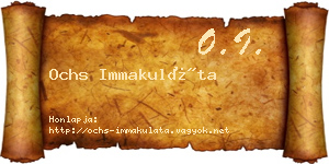 Ochs Immakuláta névjegykártya